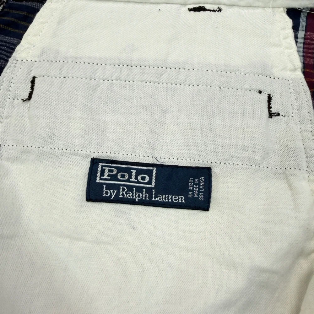 Polo Ralph Lauren Mens Size 42 Cargo Shorts Navy Blue Plaid Cotton Utility